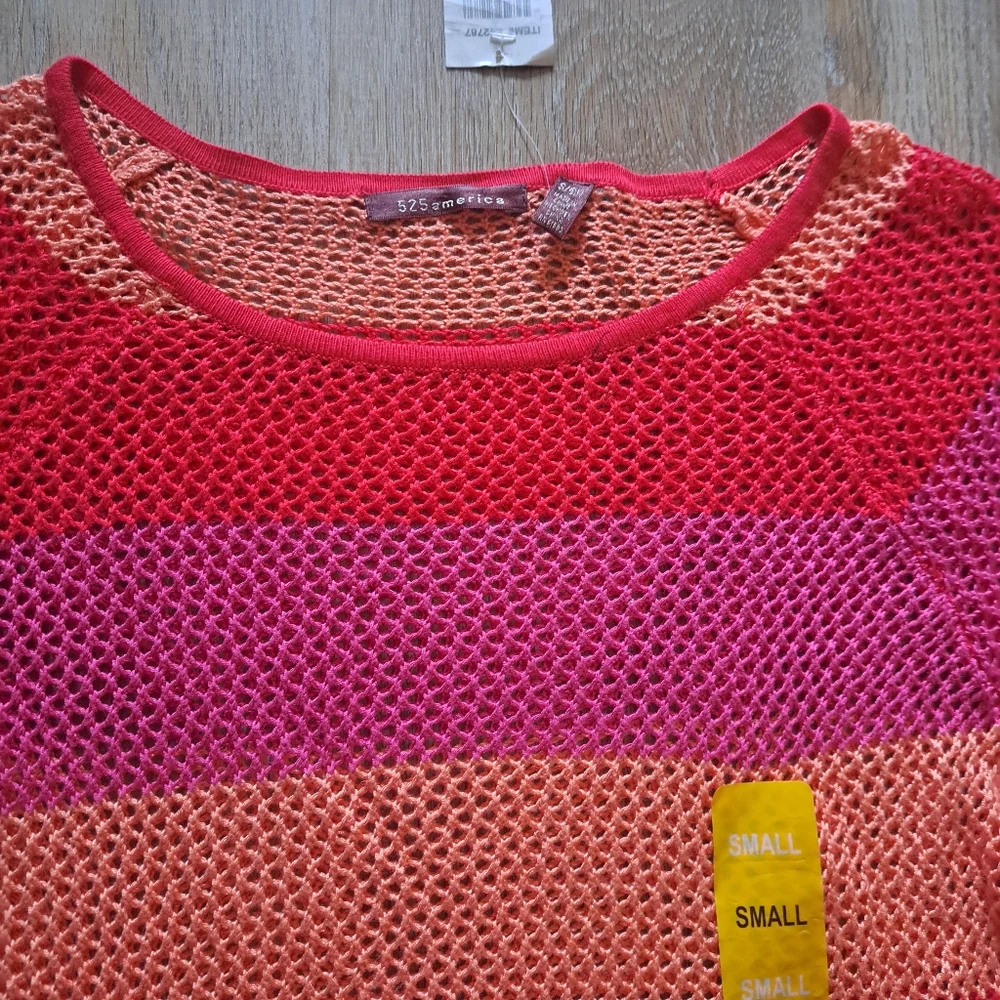 525america Tart Combo Mesh Long-sleeved Round Neck Multicolored Top Size Small